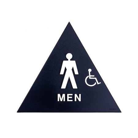 Bcf 12 x 12, Men Door Sign, Triangle Print, Picture, Text & Handicapped Symbol, Black SBH12M-BLACK-1
